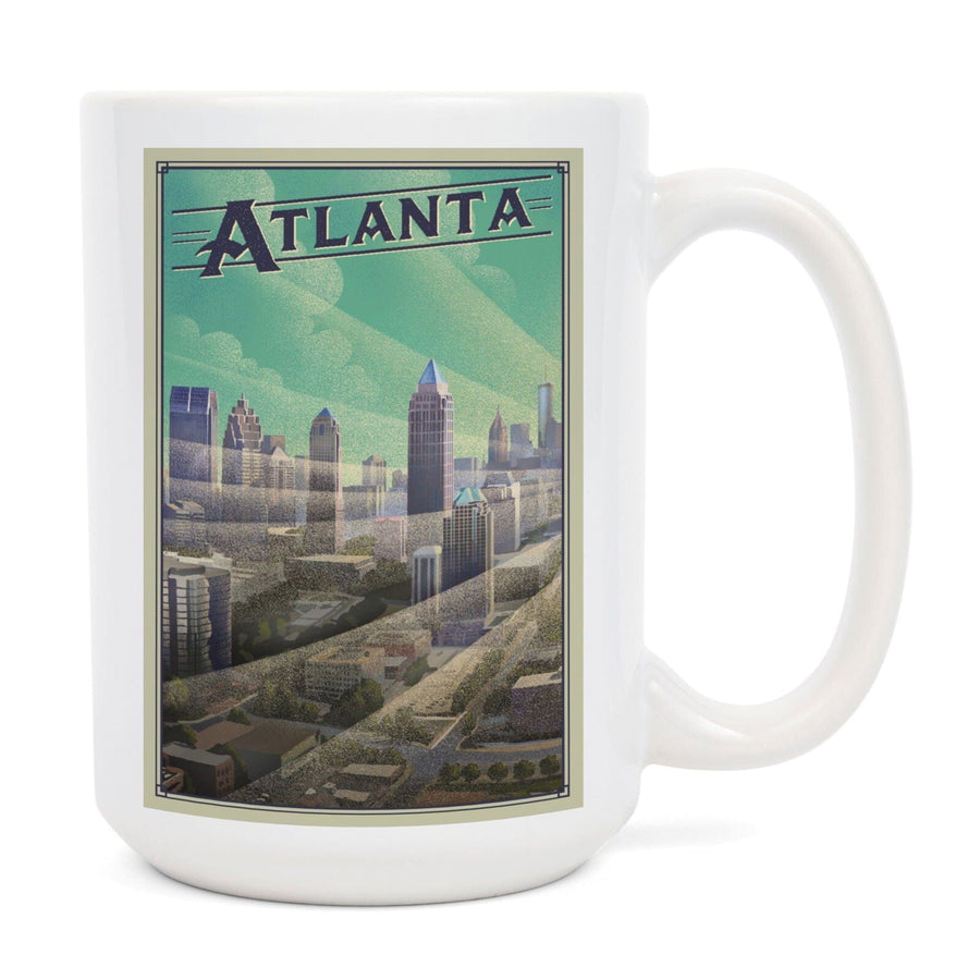 Atlanta, Georgia, Skyline, Litho, Lantern Press Artwork, Ceramic Mug Mugs Lantern Press 