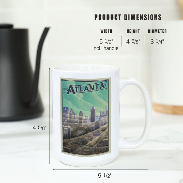 Atlanta, Georgia, Skyline, Litho, Lantern Press Artwork, Ceramic Mug Mugs Lantern Press 