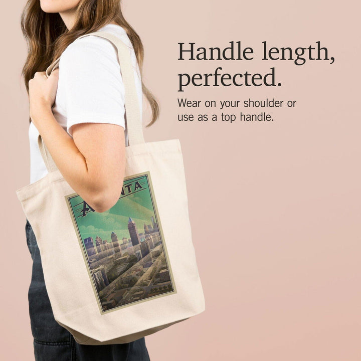 Atlanta, Georgia, Skyline, Litho, Lantern Press Artwork, Tote Bag Totes Lantern Press 