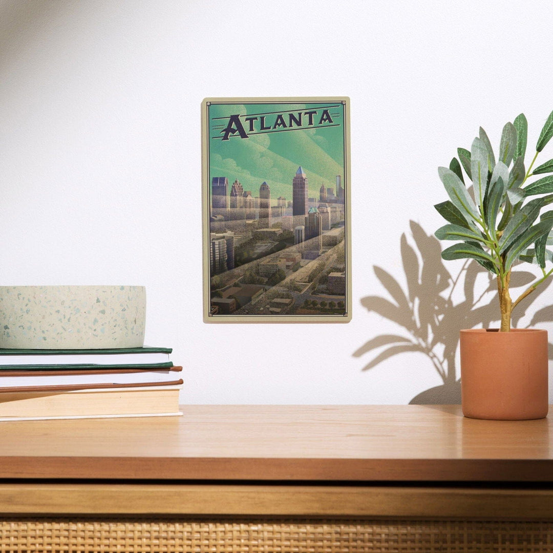 Atlanta, Georgia, Skyline, Litho, Lantern Press Artwork, Wood Signs and Postcards Wood Lantern Press 