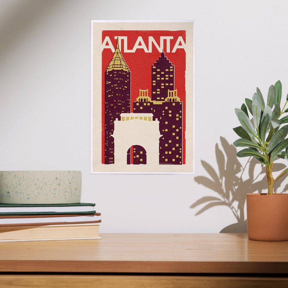 Atlanta, Georgia, Woodblock, Art & Giclee Prints Art Lantern Press 