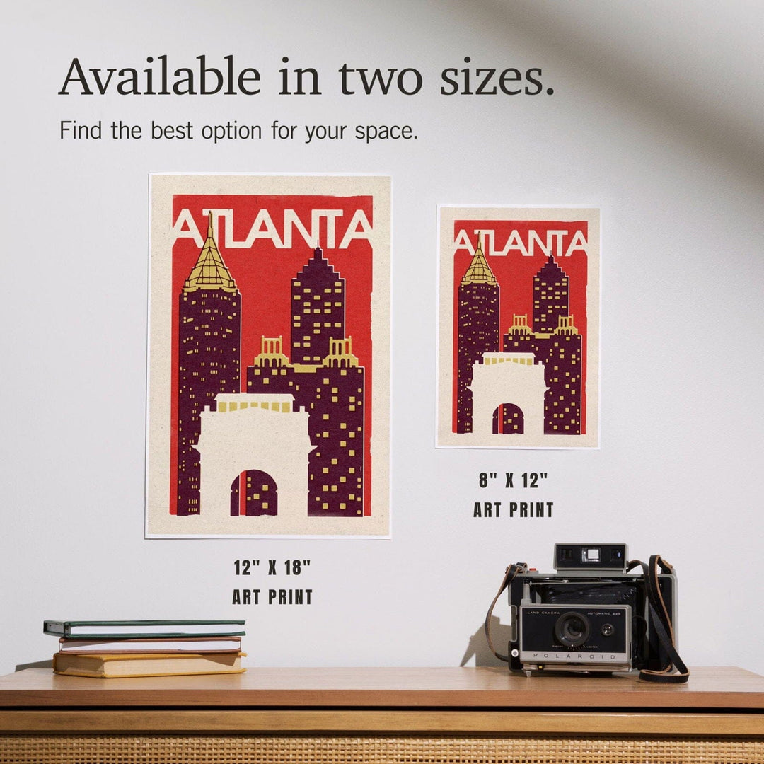 Atlanta, Georgia, Woodblock, Art & Giclee Prints Art Lantern Press 