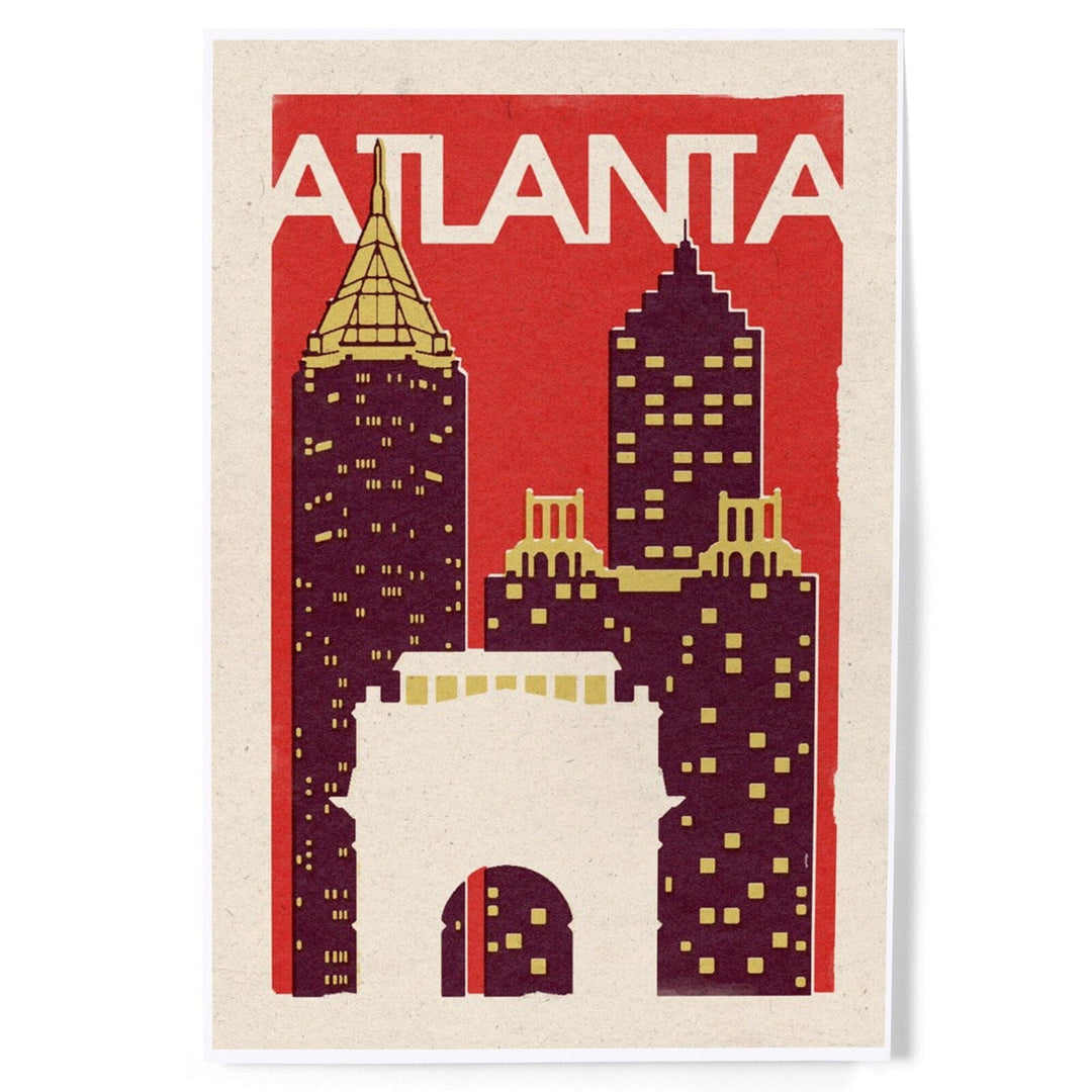 Atlanta, Georgia, Woodblock, Art & Giclee Prints Art Lantern Press 