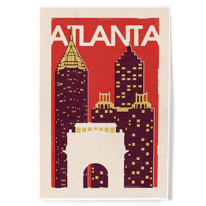 Atlanta, Georgia, Woodblock, Art & Giclee Prints Art Lantern Press 