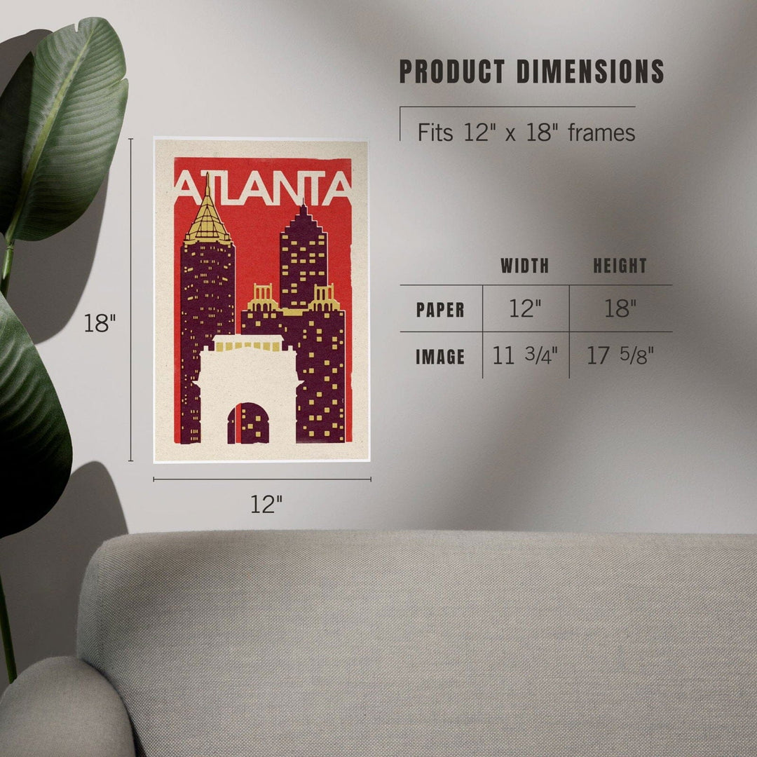 Atlanta, Georgia, Woodblock, Art & Giclee Prints Art Lantern Press 