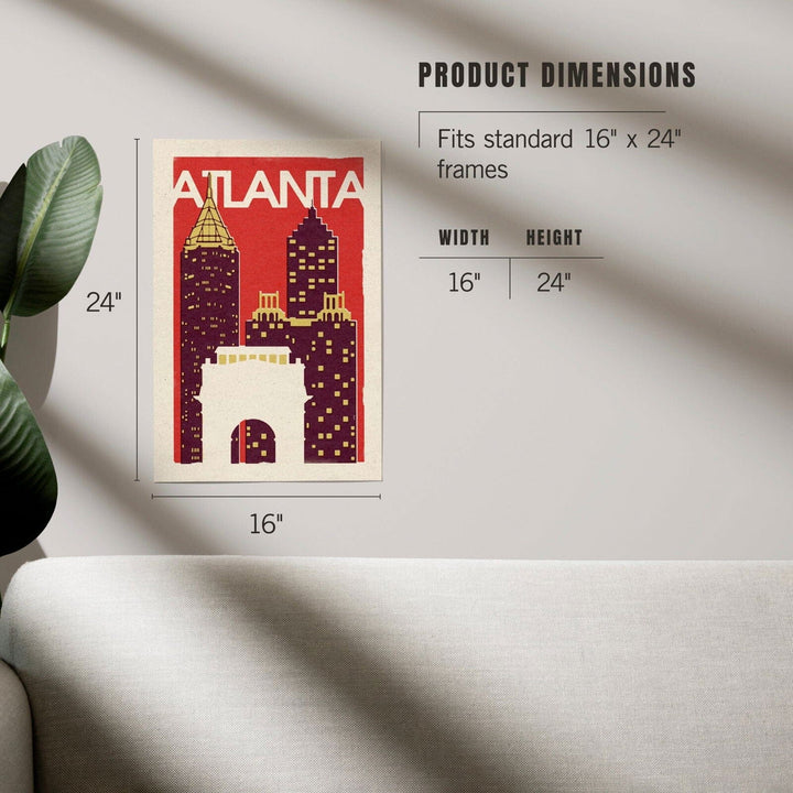 Atlanta, Georgia, Woodblock, Art & Giclee Prints Art Lantern Press 