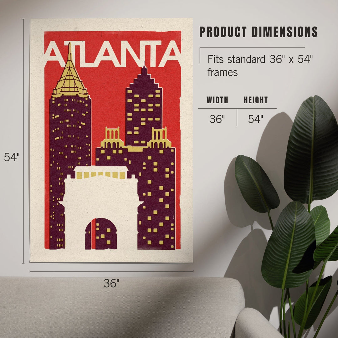 Atlanta, Georgia, Woodblock, Art & Giclee Prints Art Lantern Press 