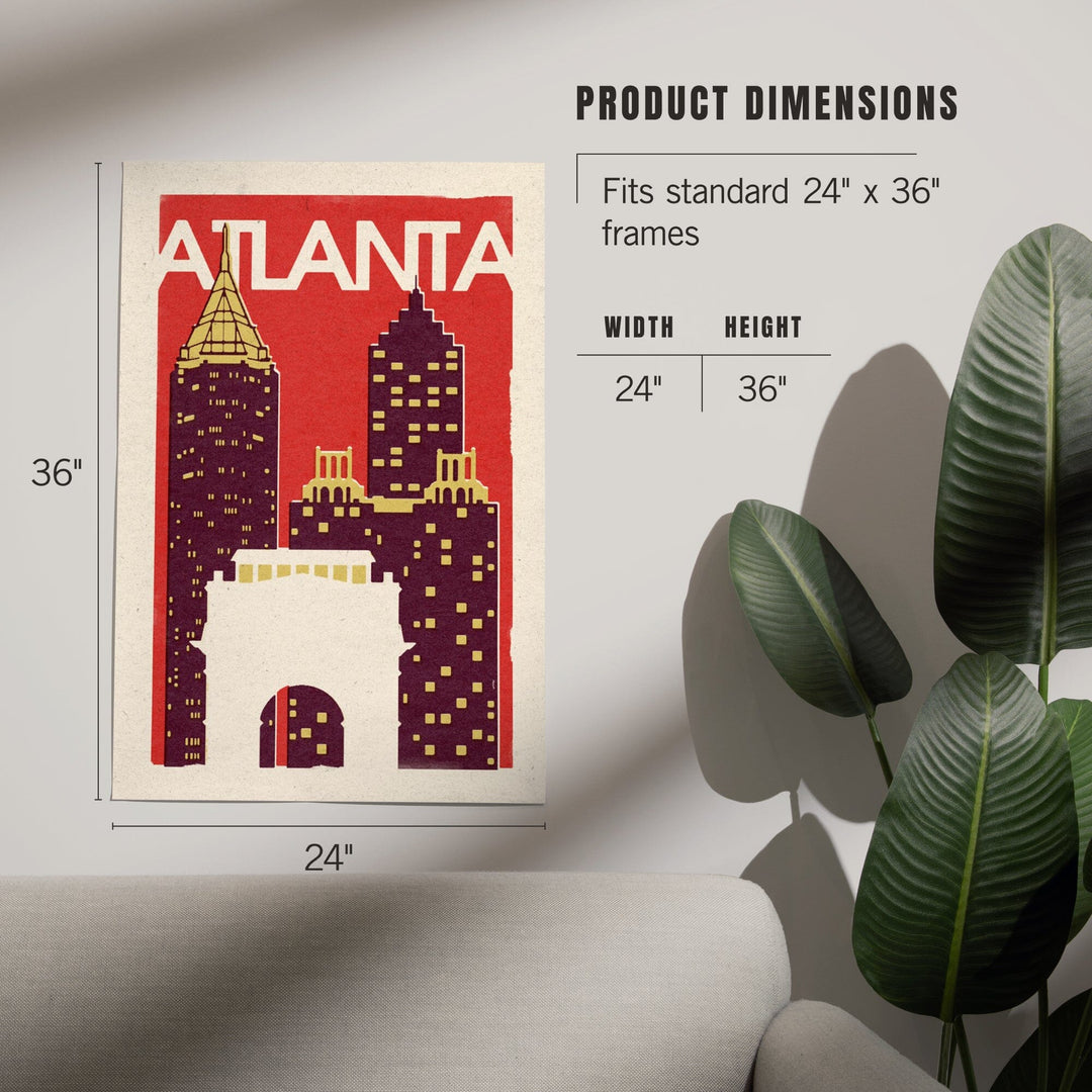 Atlanta, Georgia, Woodblock, Art & Giclee Prints Art Lantern Press 