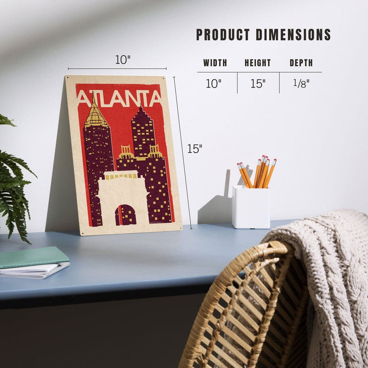 Atlanta, Georgia, Woodblock, Lantern Press Artwork, Wood Signs and Postcards Wood Lantern Press 