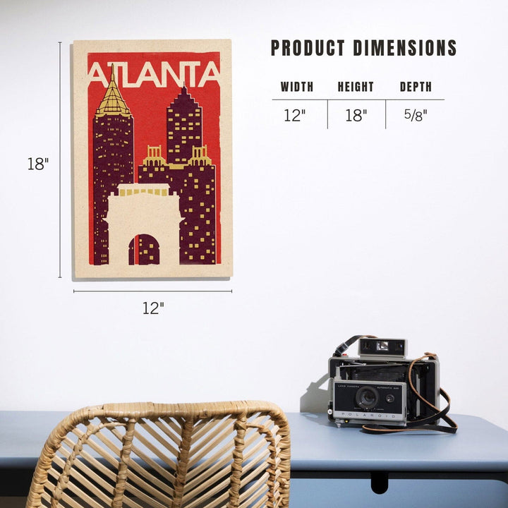 Atlanta, Georgia, Woodblock, Lantern Press Artwork, Wood Signs and Postcards Wood Lantern Press 