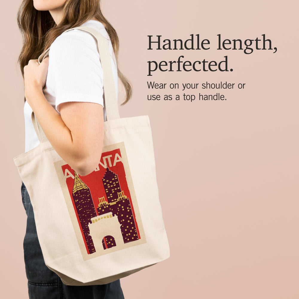 Atlanta, Georgia, Woodblock, Tote Bag Totes Lantern Press 
