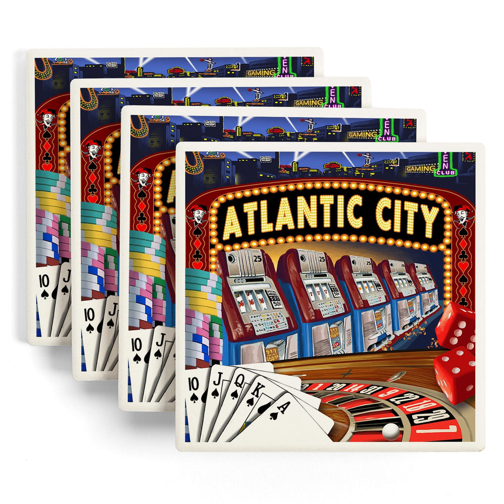 Atlantic City, Casino Scene Poster, Coasters Coasters Lantern Press 