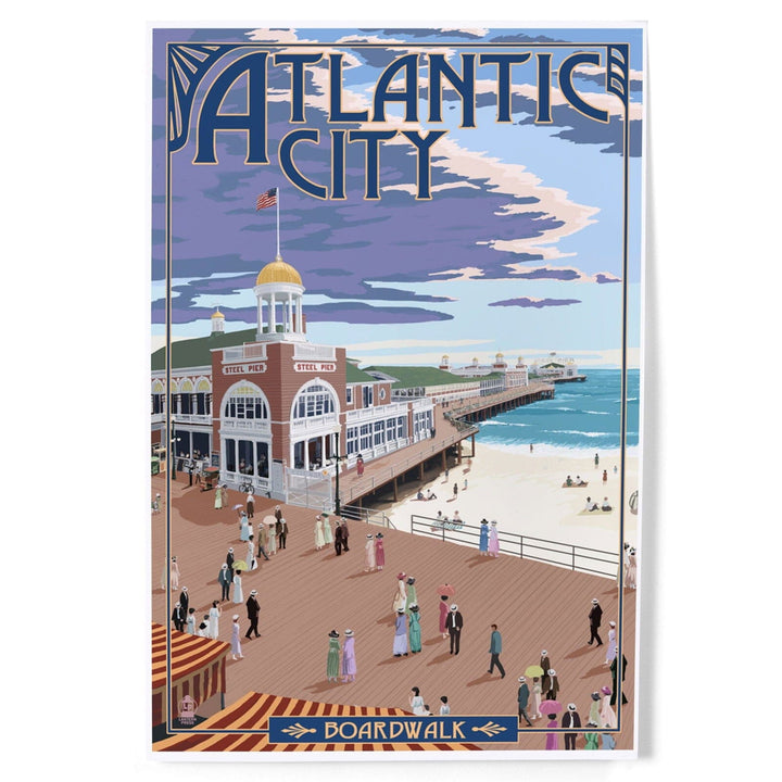 Atlantic City, New Jersey, Boardwalk, Art & Giclee Prints Art Lantern Press 