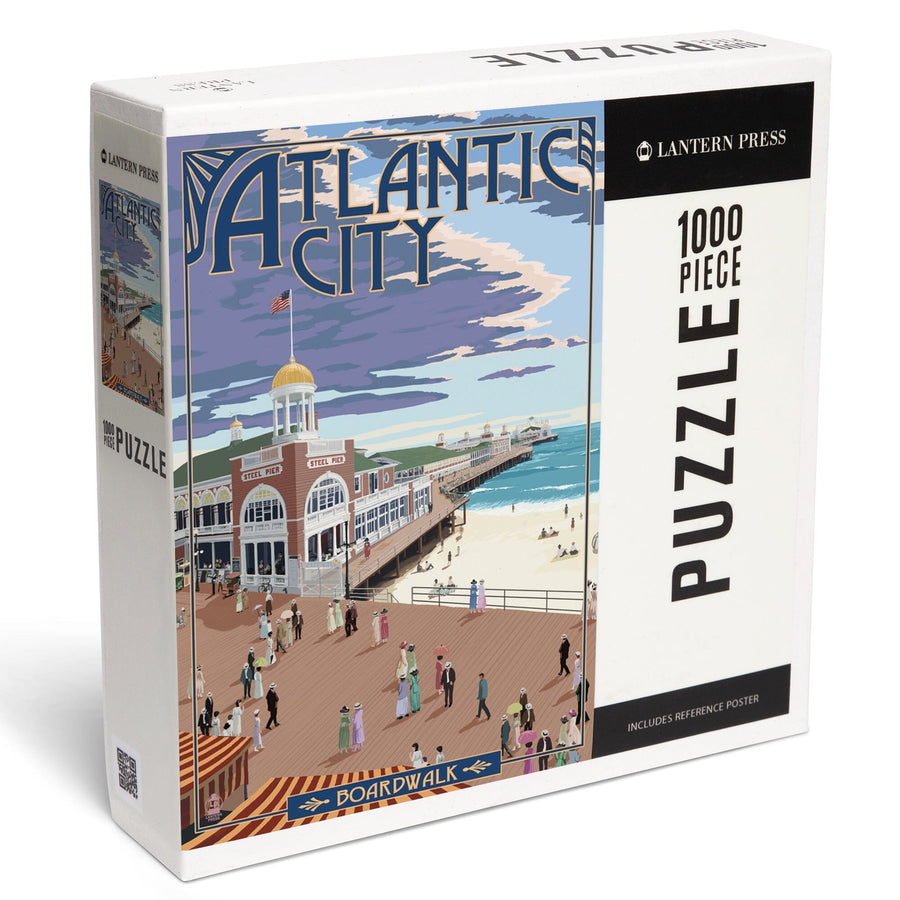 Atlantic City, New Jersey, Boardwalk, Jigsaw Puzzle Puzzle Lantern Press 