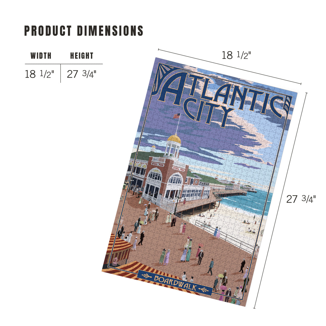 Atlantic City, New Jersey, Boardwalk, Jigsaw Puzzle Puzzle Lantern Press 