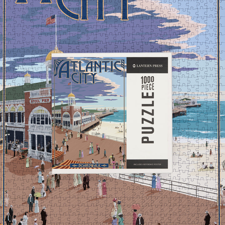 Atlantic City, New Jersey, Boardwalk, Jigsaw Puzzle Puzzle Lantern Press 