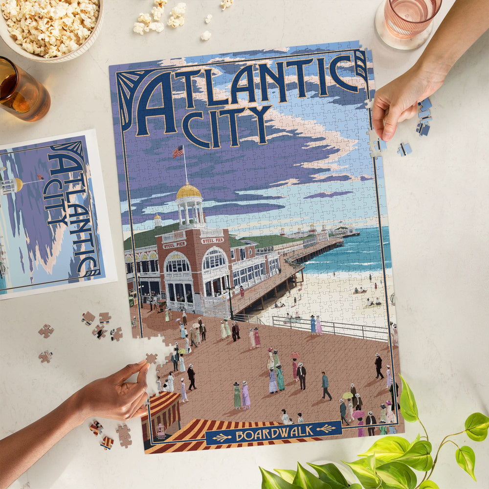 Atlantic City, New Jersey, Boardwalk, Jigsaw Puzzle Puzzle Lantern Press 