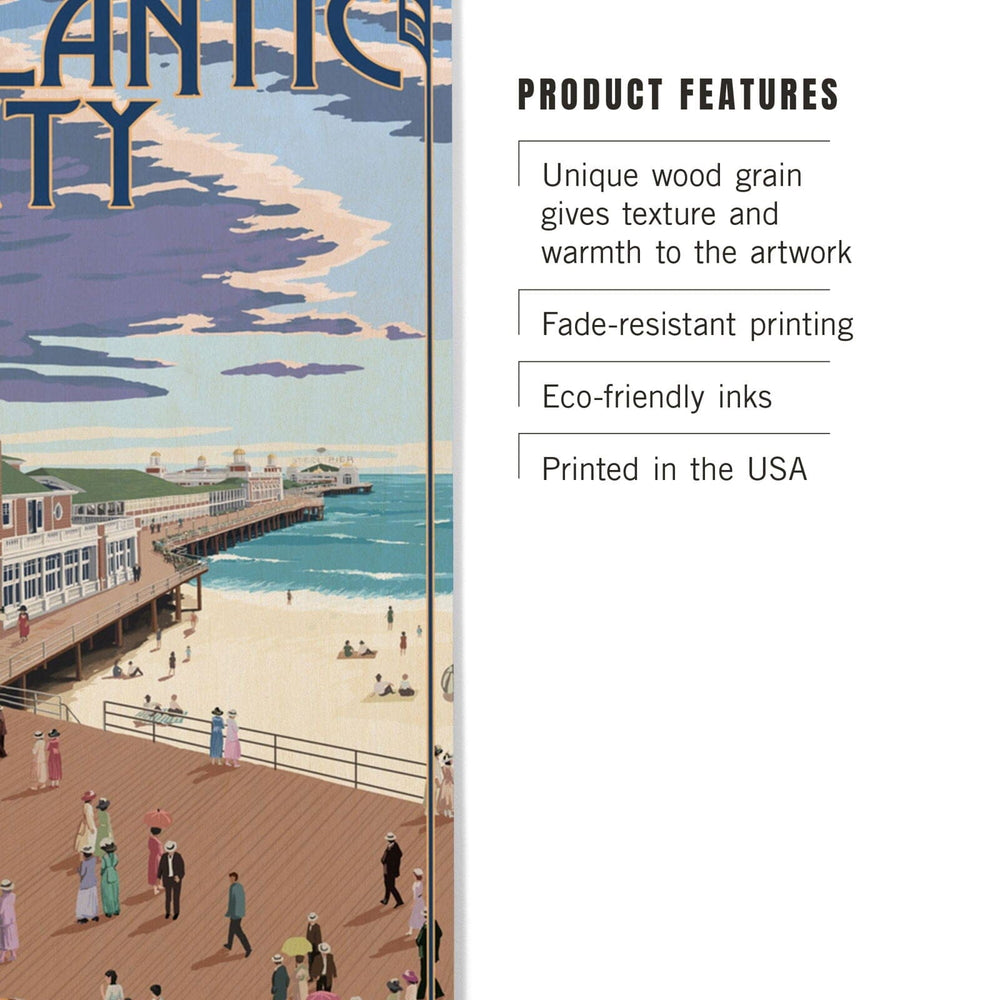 Atlantic City, New Jersey, Boardwalk, Lantern Press Artwork, Wood Signs and Postcards Wood Lantern Press 