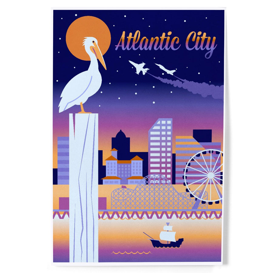 Atlantic City, New Jersey, Retro Skyline Chromatic Series, Art & Giclee Prints Art Lantern Press 