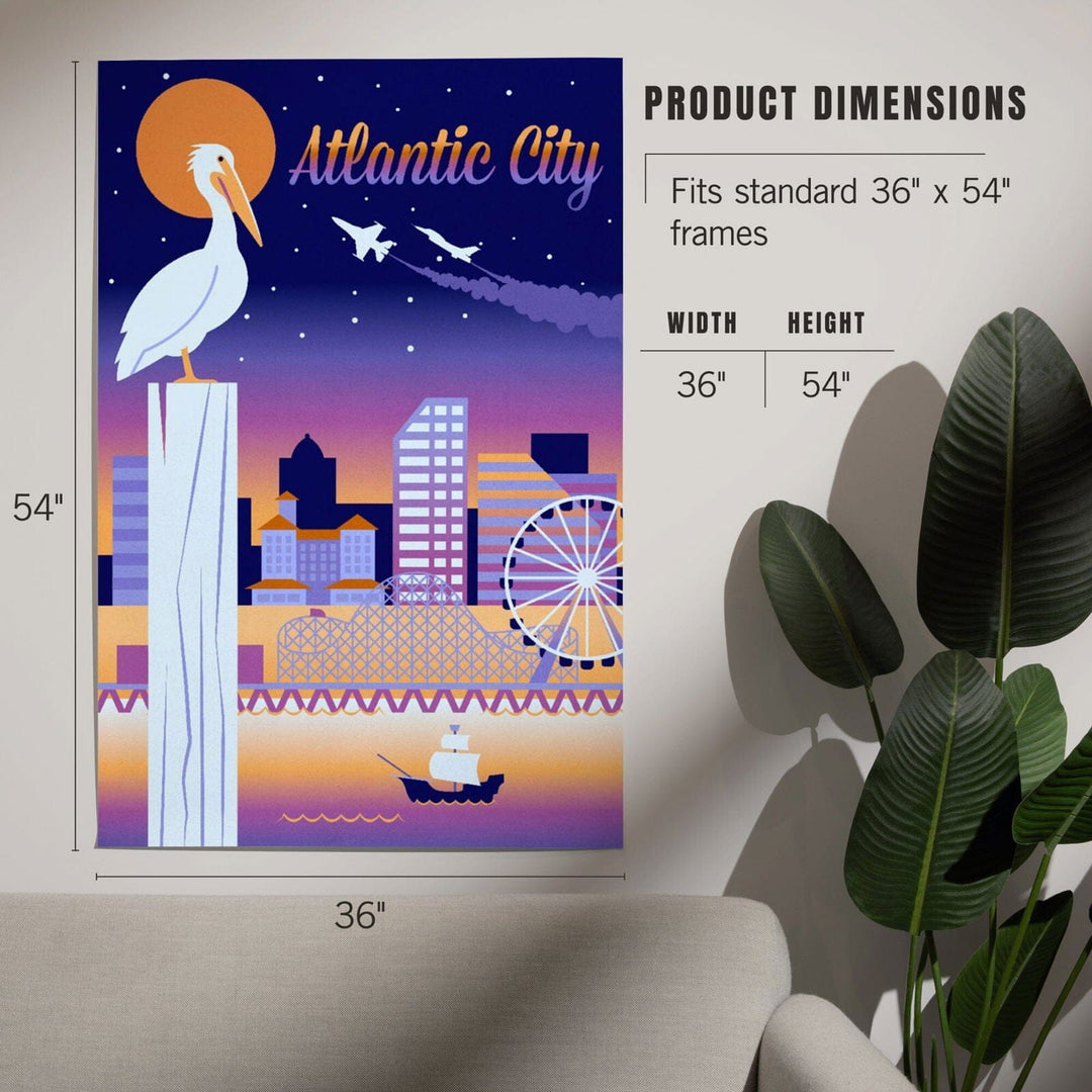 Atlantic City, New Jersey, Retro Skyline Chromatic Series, Art & Giclee Prints Art Lantern Press 