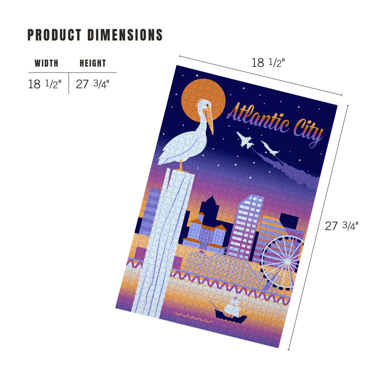 Atlantic City, New Jersey, Retro Skyline Chromatic Series, Jigsaw Puzzle Puzzle Lantern Press 