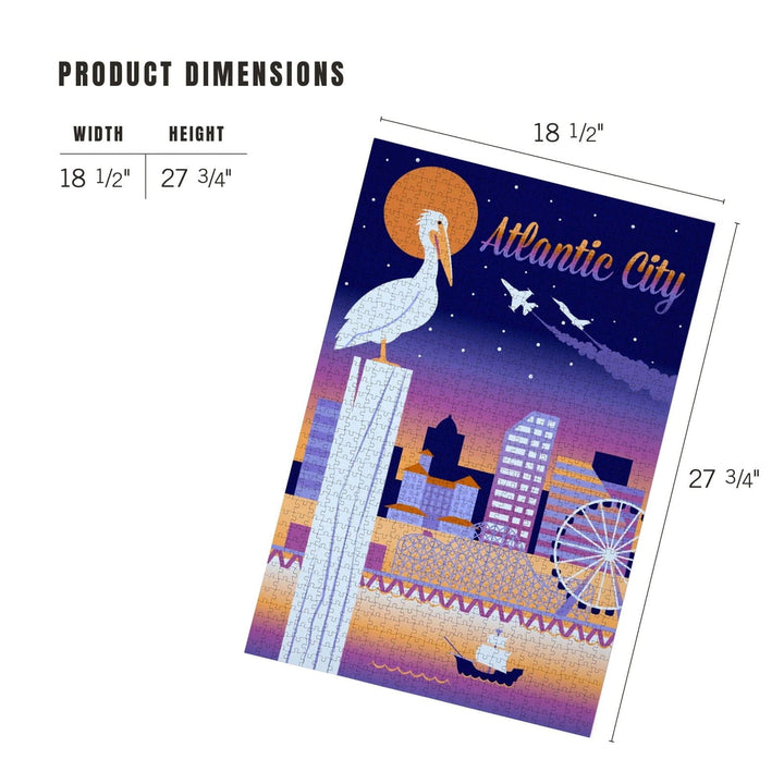 Atlantic City, New Jersey, Retro Skyline Chromatic Series, Jigsaw Puzzle Puzzle Lantern Press 
