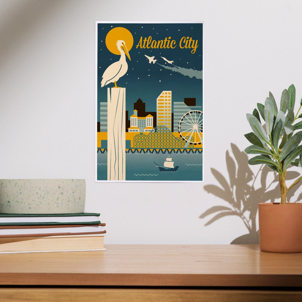 Atlantic City, New Jersey, Retro Skyline Classic Series, Art & Giclee Prints Art Lantern Press 