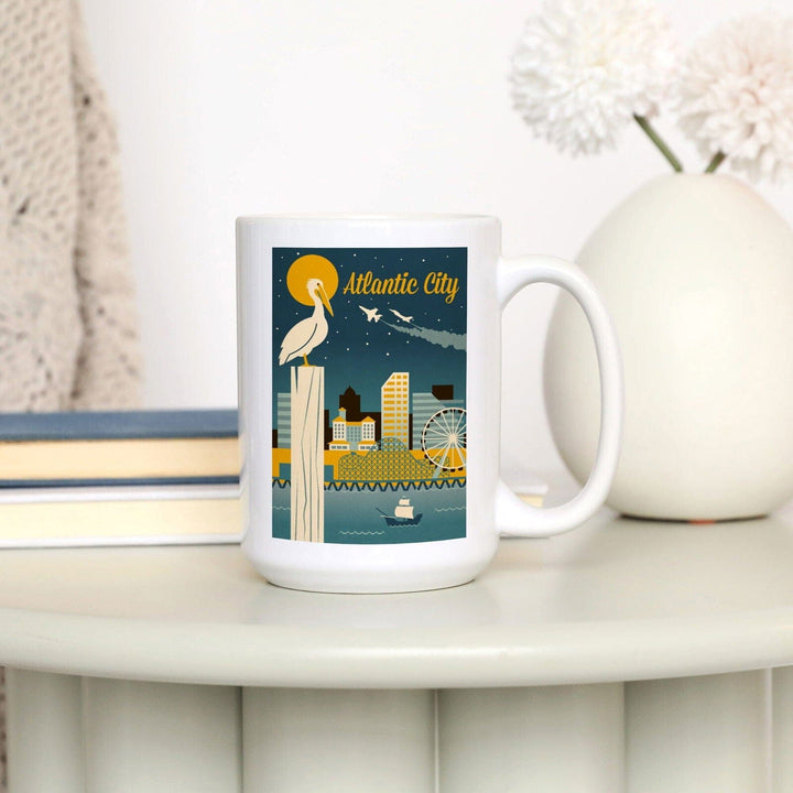 Atlantic City, New Jersey, Retro Skyline Classic Series, Lantern Press Artwork, Ceramic Mug Mugs Lantern Press 