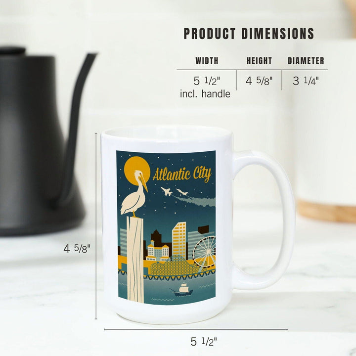 Atlantic City, New Jersey, Retro Skyline Classic Series, Lantern Press Artwork, Ceramic Mug Mugs Lantern Press 