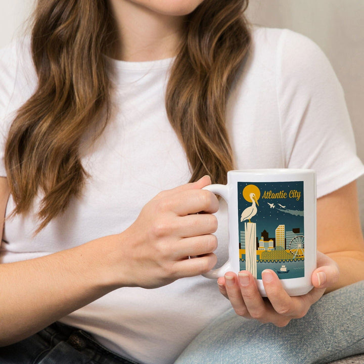 Atlantic City, New Jersey, Retro Skyline Classic Series, Lantern Press Artwork, Ceramic Mug Mugs Lantern Press 