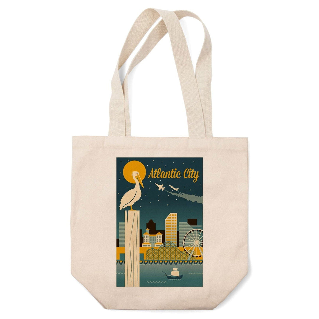 Atlantic City, New Jersey, Retro Skyline Classic Series, Lantern Press Artwork, Tote Bag Totes Lantern Press 