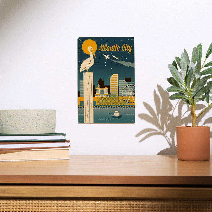 Atlantic City, New Jersey, Retro Skyline Classic Series, Lantern Press Artwork, Wood Signs and Postcards Wood Lantern Press 