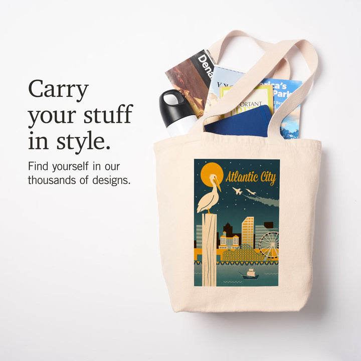 Atlantic City, New Jersey, Retro Skyline Classic Series, Tote Bag Totes Lantern Press 