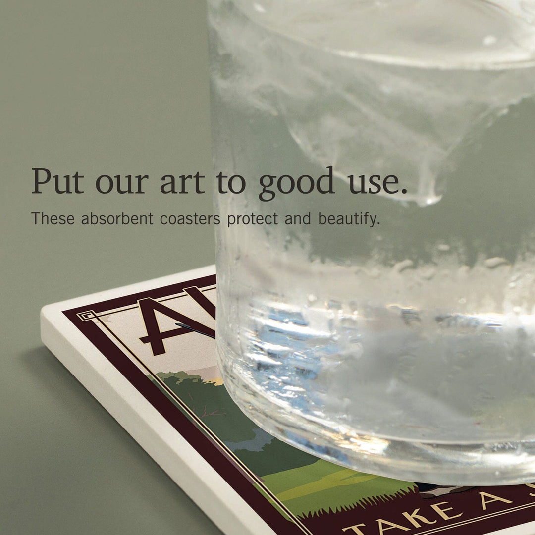 Augusta, Georgia, Take a Swing at It, Lantern Press Artwork, Coaster Set Coasters Lantern Press 