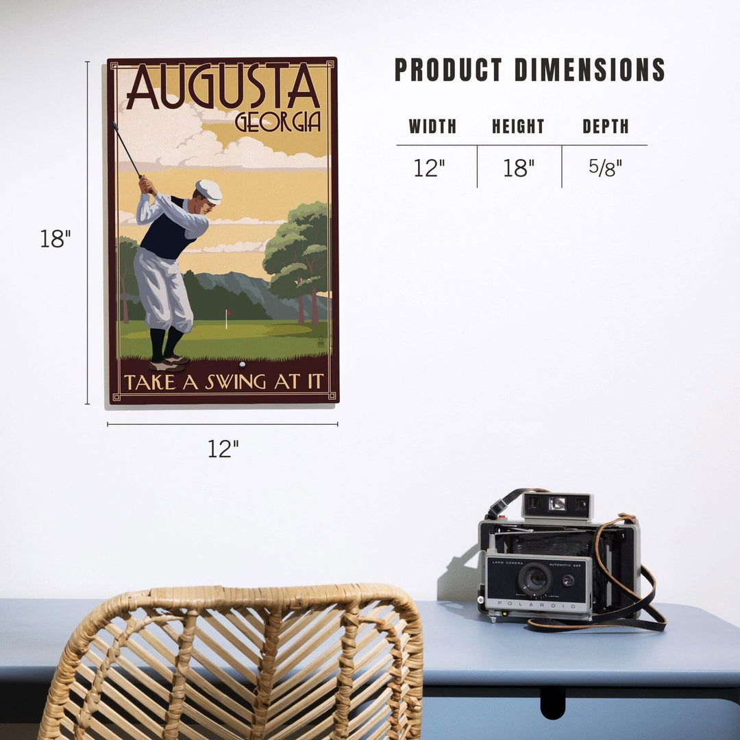 Augusta, Georgia, Take a Swing at It, Lantern Press Artwork, Wood Signs and Postcards Wood Lantern Press 