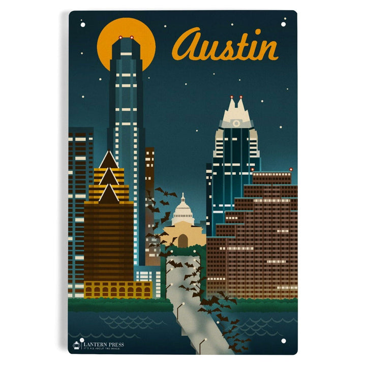 Austin, Retro Skyline, Metal Signs Metal Lantern Press 