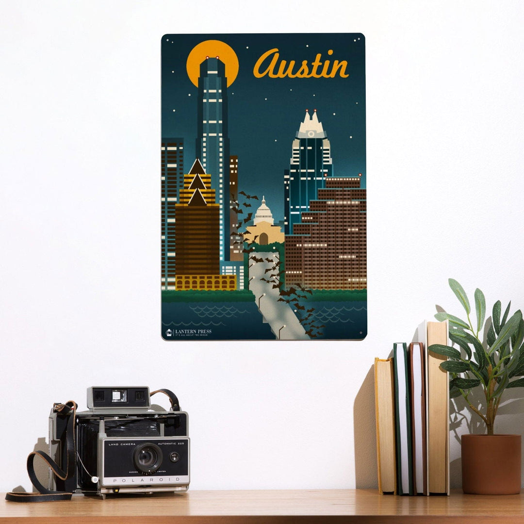 Austin, Retro Skyline, Metal Signs Metal Lantern Press 