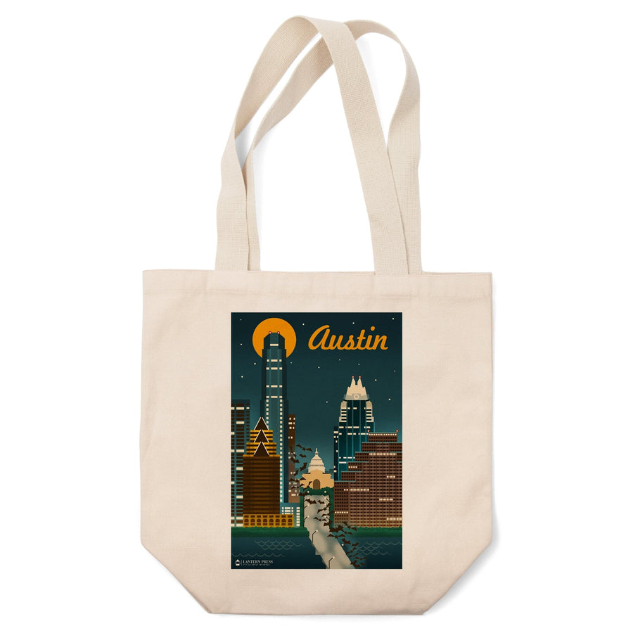 Austin, Retro Skyline, Tote Bag Totes Lantern Press 