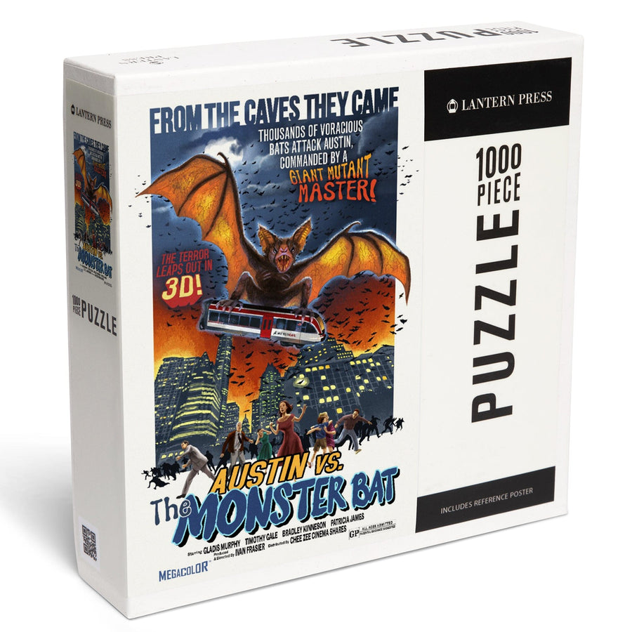 Austin, Texas, Austin vs The Monster Bat, B Movie Poster, Jigsaw Puzzle Puzzle Lantern Press 