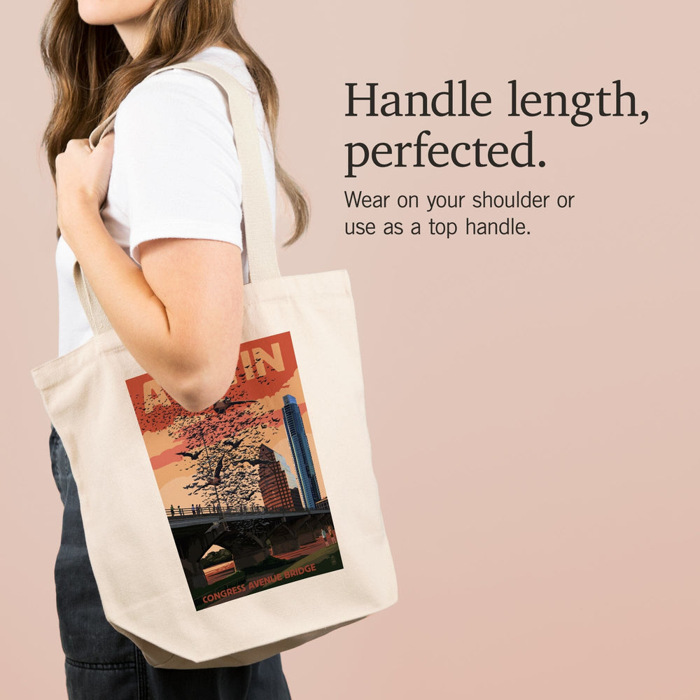 Austin, Texas, Bats and Congress Avenue Bridge, Tote Bag Totes Lantern Press 