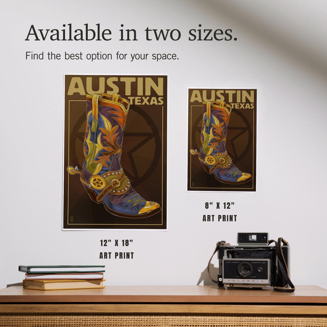 Austin, Texas, Boot and Star, Art & Giclee Prints Art Lantern Press 