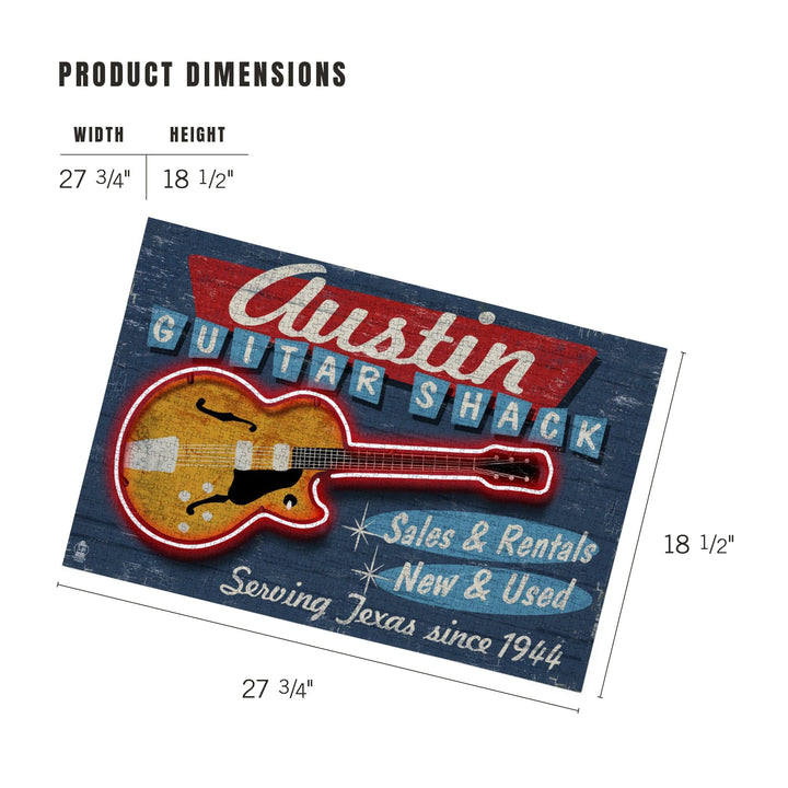 Austin, Texas, Guitar Shack Vintage Sign, Jigsaw Puzzle Puzzle Lantern Press 