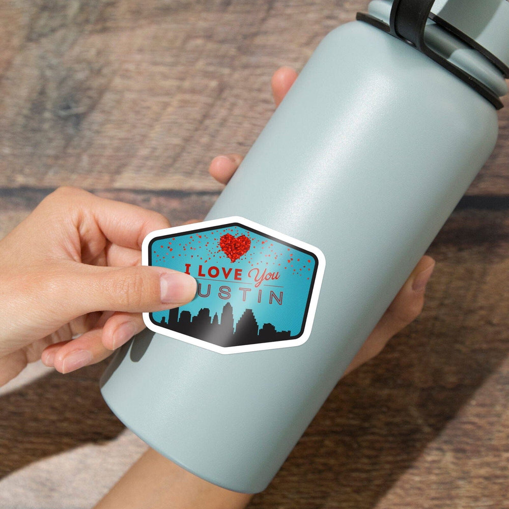 Austin, Texas, I Love You, Contour, Lantern Press Artwork, Vinyl Sticker Sticker Lantern Press 