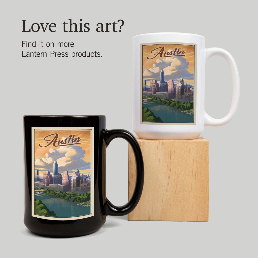 Austin, Texas, Lithograph, City Series, Lantern Press Artwork, Ceramic Mug Mugs Lantern Press 