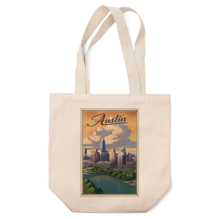 Austin, Texas, Lithograph, City Series, Tote Bag Totes Lantern Press 