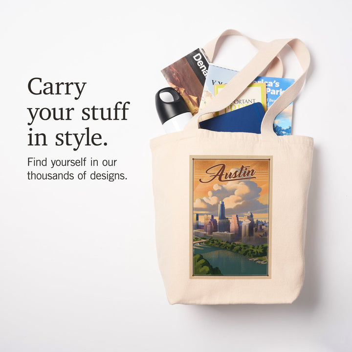Austin, Texas, Lithograph, City Series, Tote Bag Totes Lantern Press 