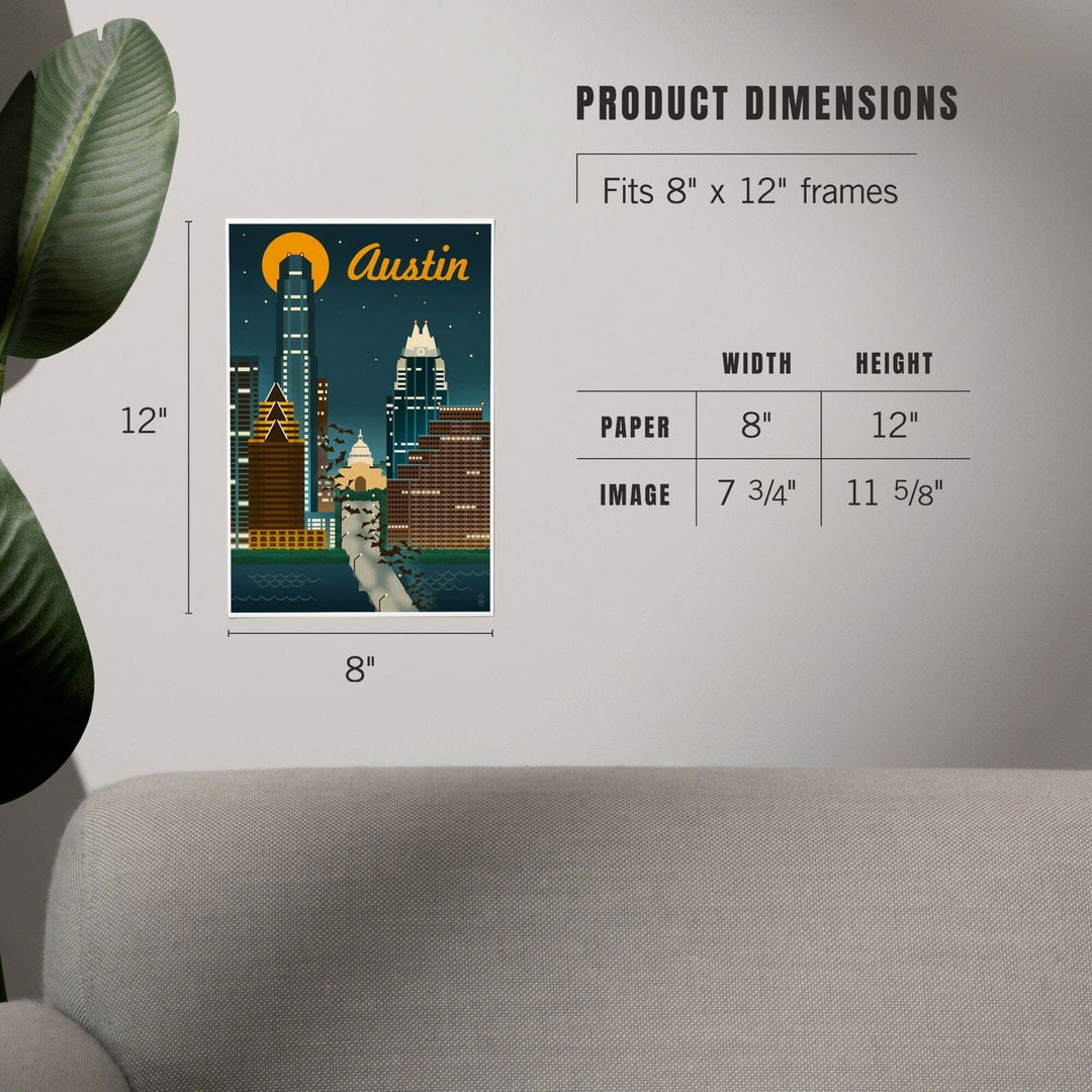 Austin, Texas, Retro Skyline, Art & Giclee Prints Art Lantern Press 