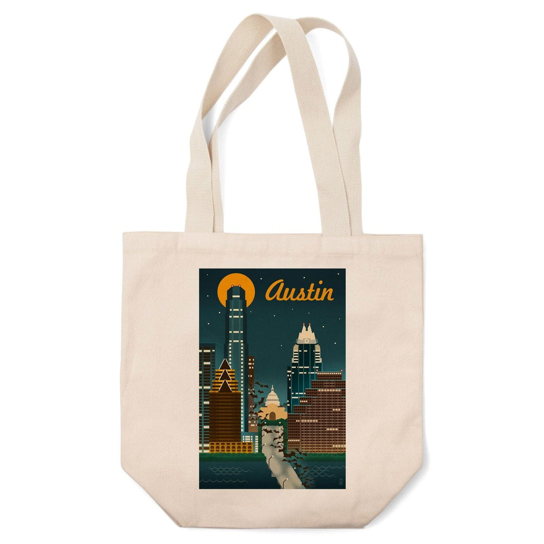 Austin, Texas, Retro Skyline, Lantern Press Artwork, Tote Bag Totes Lantern Press 