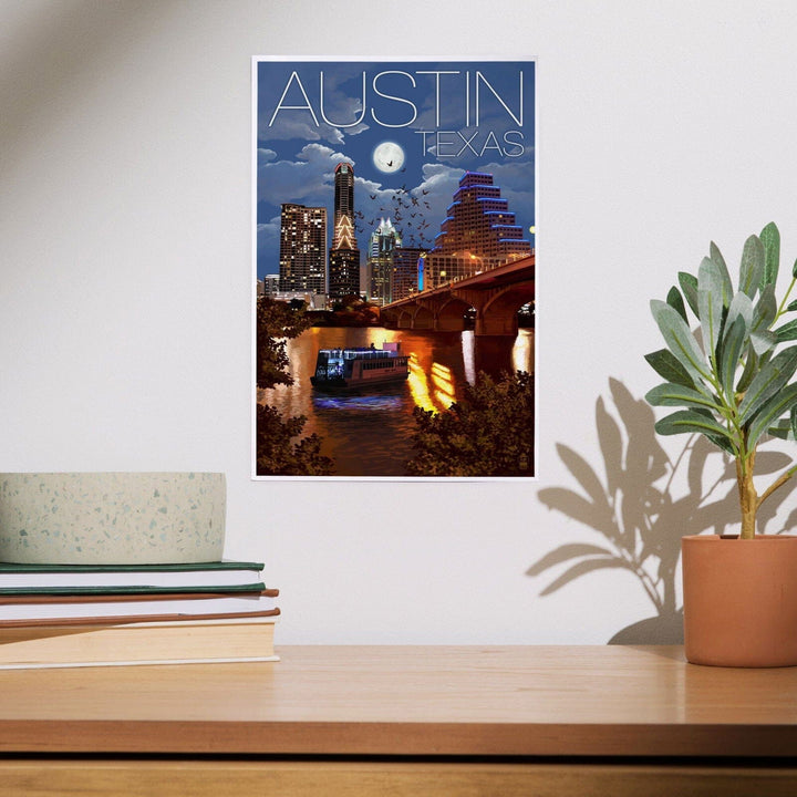 Austin, Texas, Skyline at Night, Art & Giclee Prints Art Lantern Press 