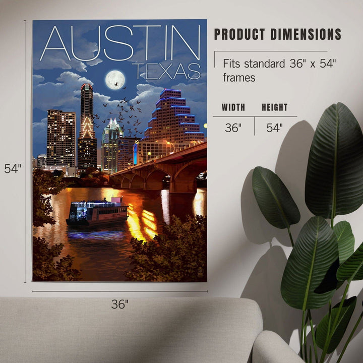 Austin, Texas, Skyline at Night, Art & Giclee Prints Art Lantern Press 